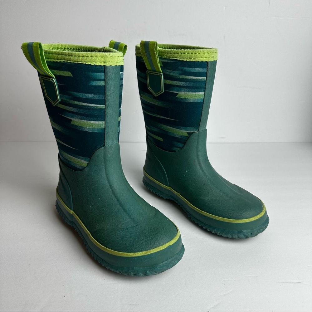 Lands’ End Waterproof Rubber Boots Youth Size 12 Shoes Unisex Green Snow Rain